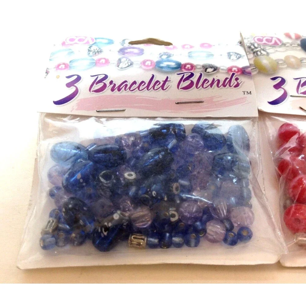 Jewelry Making Bead Sets 2 set of 3 Bracelet Blends Red & Blue by Cousin